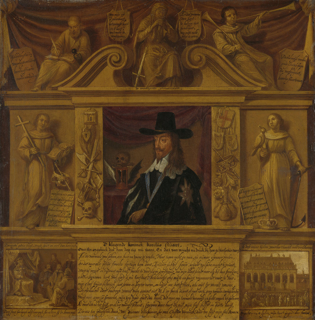 Detail of Portrait of Charles I, King of England, in a Frame with Allegorical Figures and Historical Representations by Anonymous