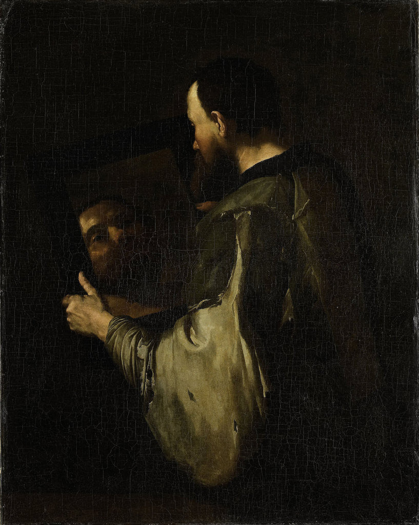 Detail of Philosopher with Mirror by Jusepe Ribera
