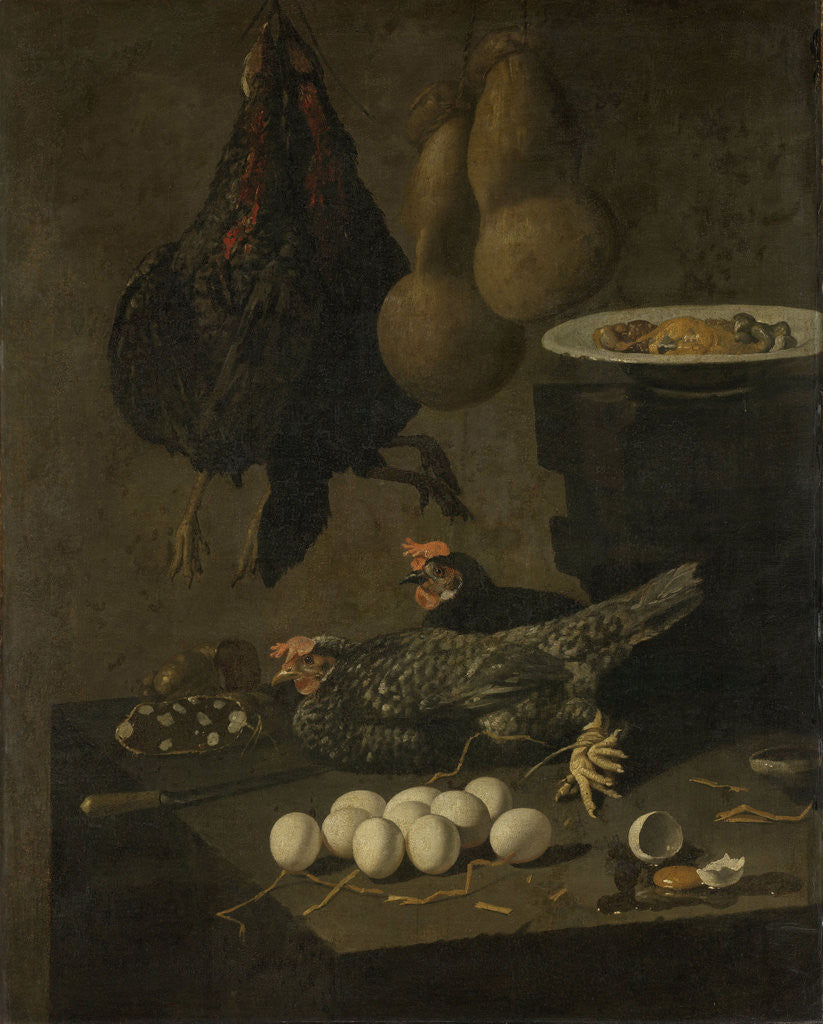 Detail of Still Life with Chickens and Eggs by Giovanni Battista Recco