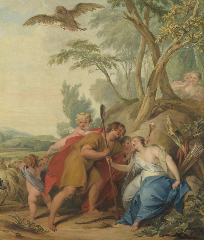 Detail of Jupiter, Disguised as a Shepherd, Seducing Mnemosyne, the Goddess of Memory by Jacob de Wit