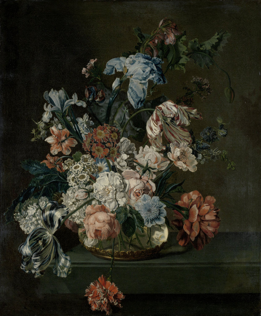Detail of Still Life with Flowers by Cornelia van der Mijn