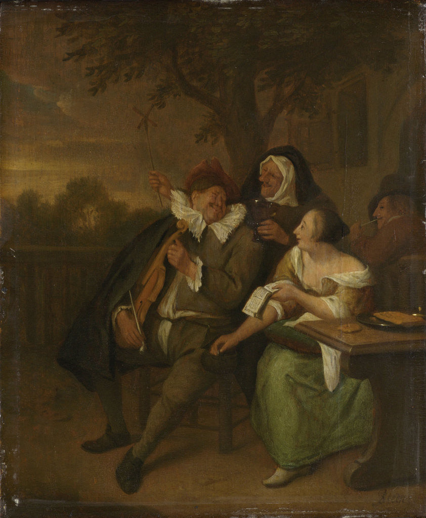 Detail of Man with a fiddle in bad company by Jan Havicksz. Steen