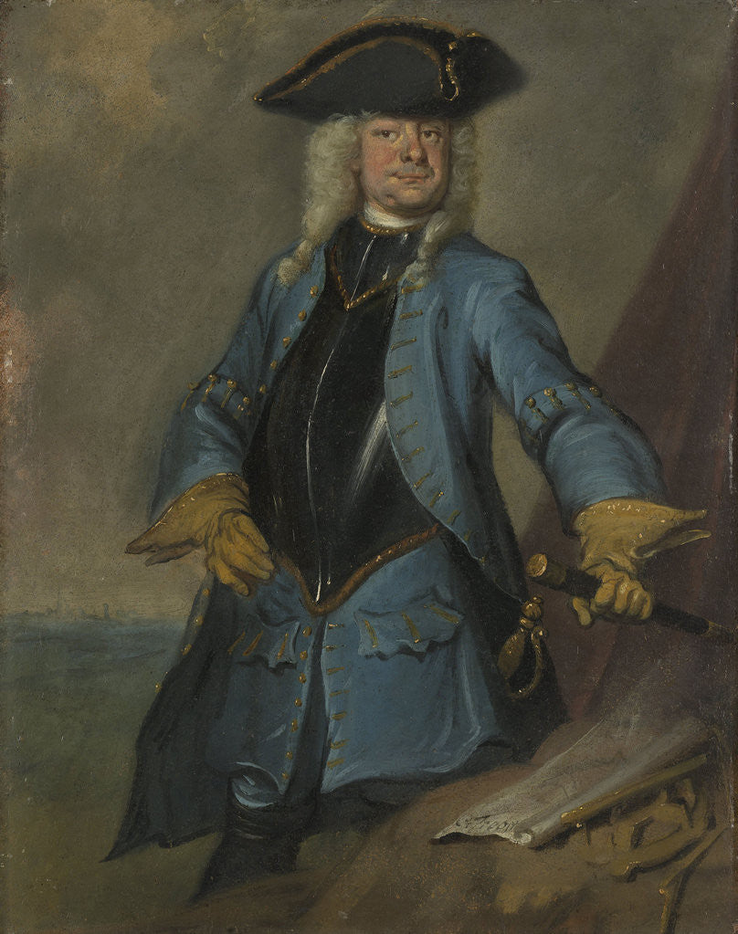 Detail of Portrait of Gerrit Sichterman, Quartermaster General of the Cavalry, Colonel of the Orange-Groningen Infantry, Commandant of Grave by Cornelis Troost