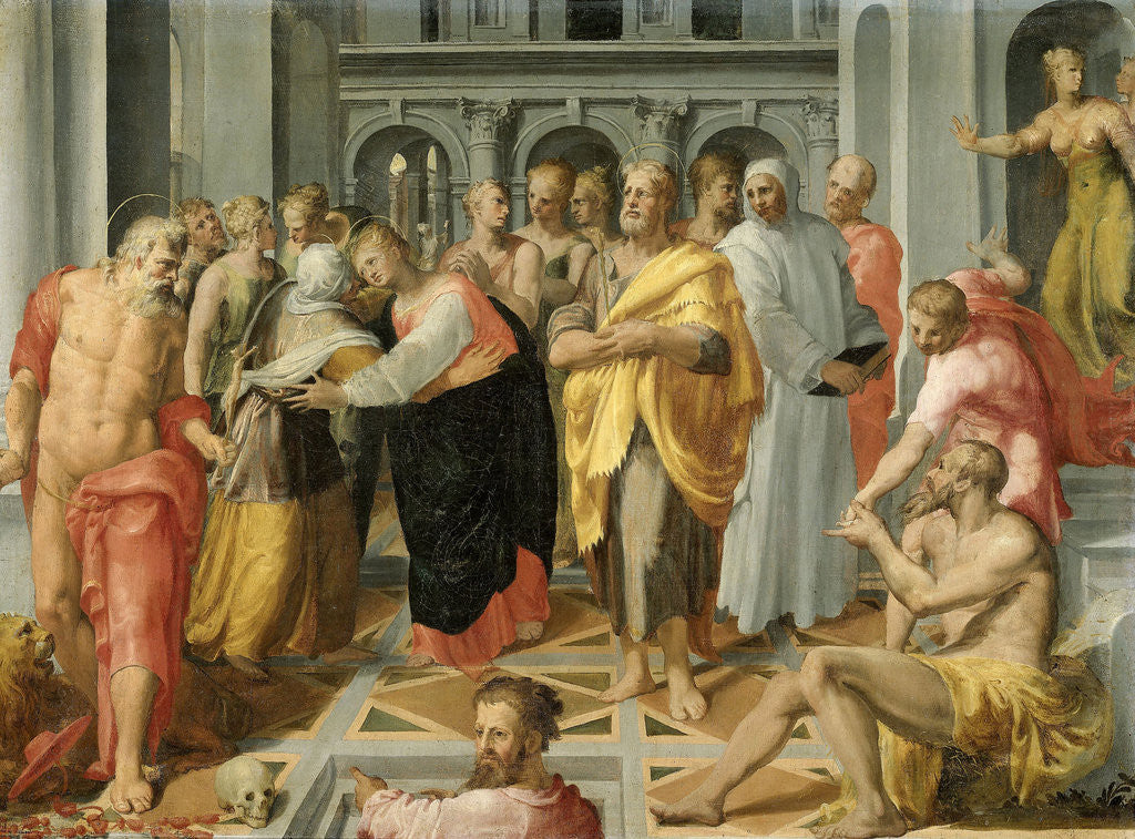 Detail of Visitation (Meeting of Mary and Elizabeth in the Presence of Saints Joseph and Jerome) by Circle of Pellegrino Tibaldi