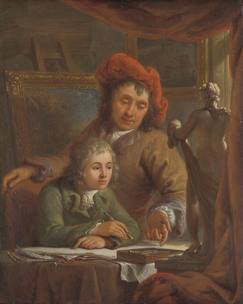Detail of The Drawing Lesson by Abraham van Strij I