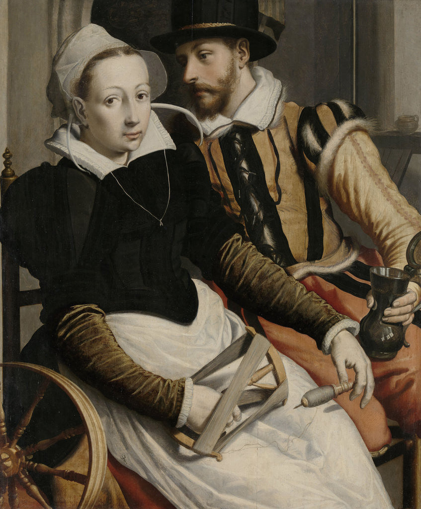 Detail of Man and Woman at a Spinning Wheel by Pieter Pietersz. I
