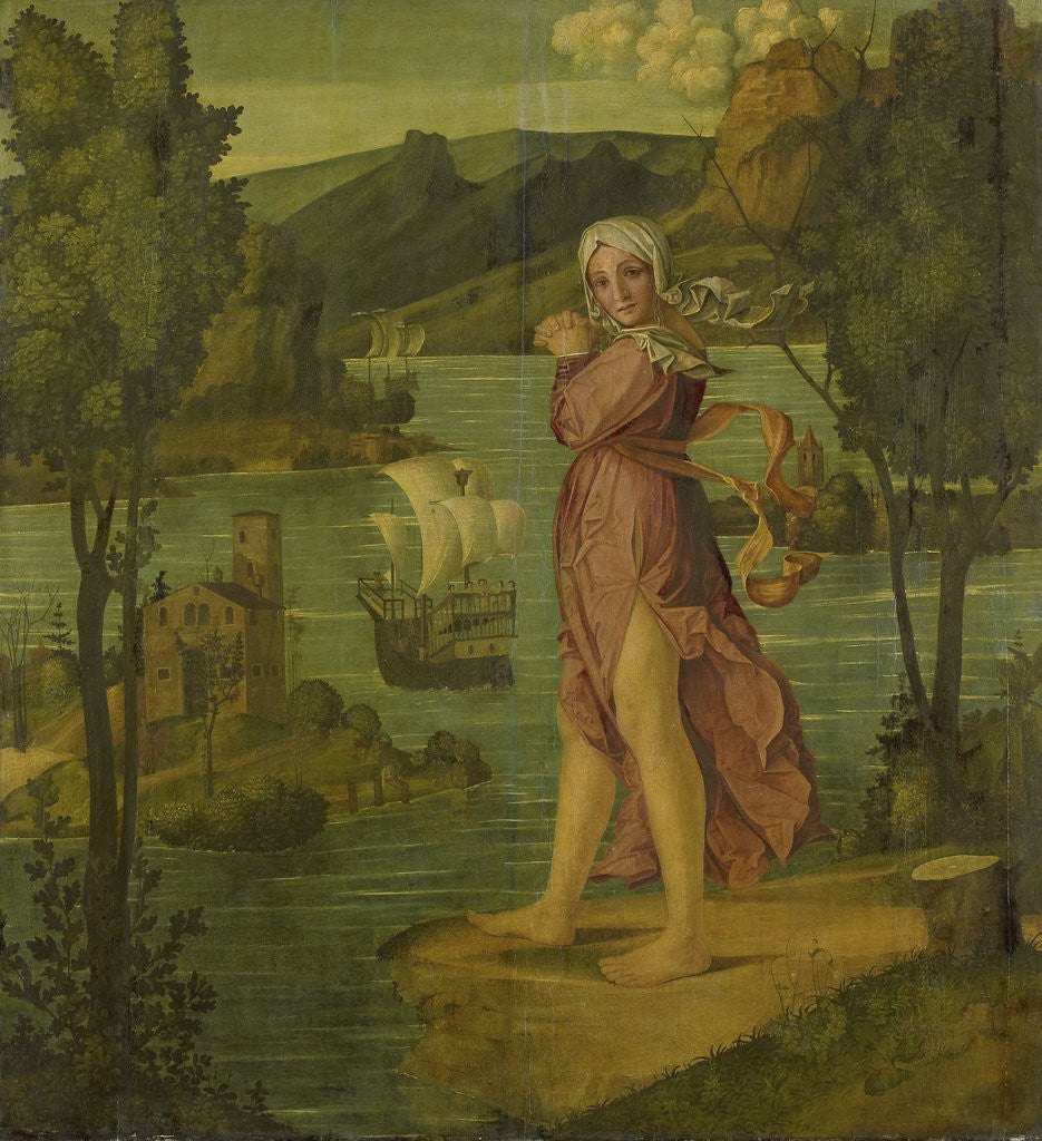 Detail of Woman Standing at Water's Edge, formerly entitled Ariadne on Naxos by Girolamo dai Libri