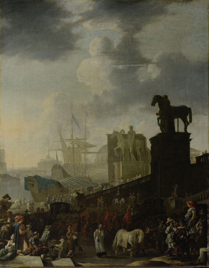 Detail of Entrance to the Capitol with the White Horse of the newly elected Pope by Johannes Lingelbach