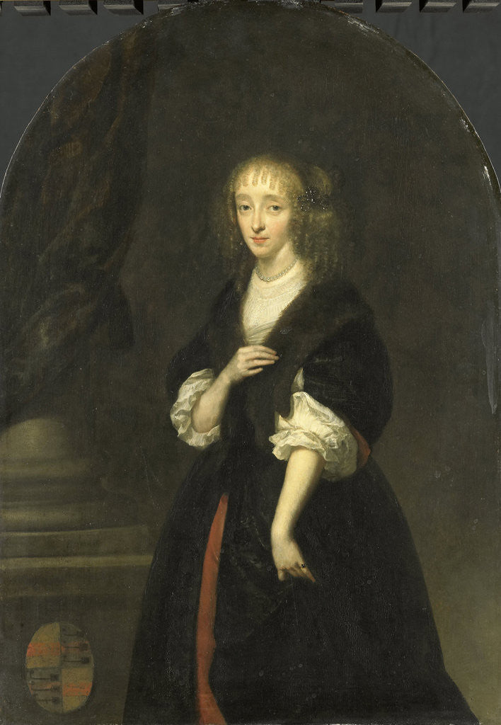 Detail of Portrait of Jacoba Bicker, wife of Pieter de Graeff by Caspar Netscher