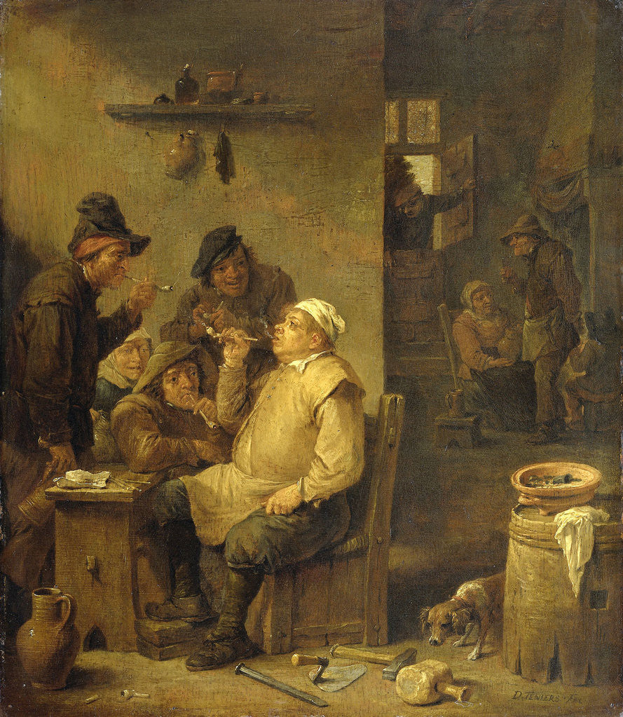 Detail of Bricklayer smoking a pipe by David Teniers II