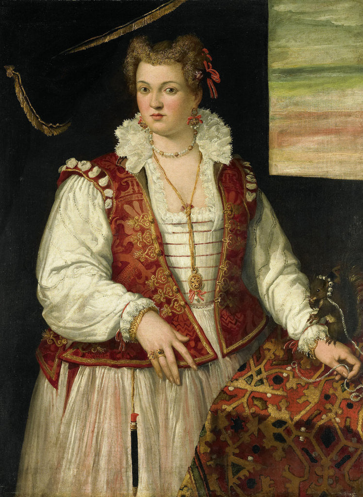 Detail of Portrait of a Woman with Squirrel by Francesco Montemezzano