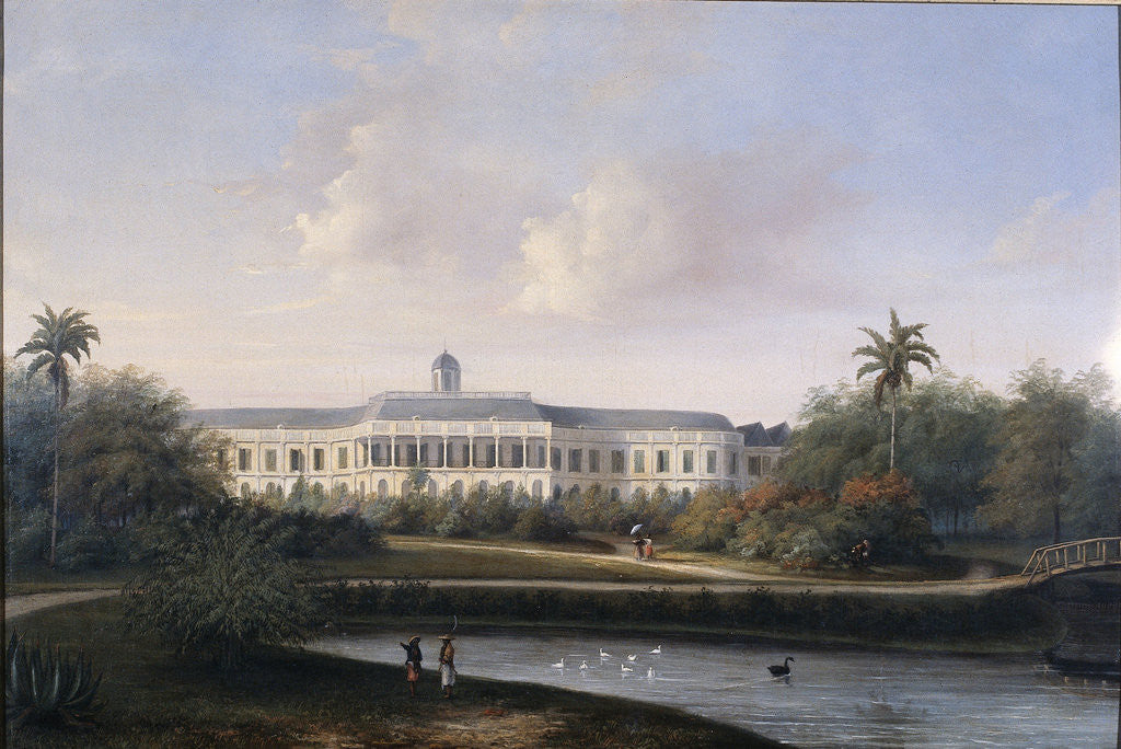 Detail of Rear View of Buitenzorg Palace before the Earthquake of 10 October 1834, Kota Bogor Java Indonesia by Willem Troost II