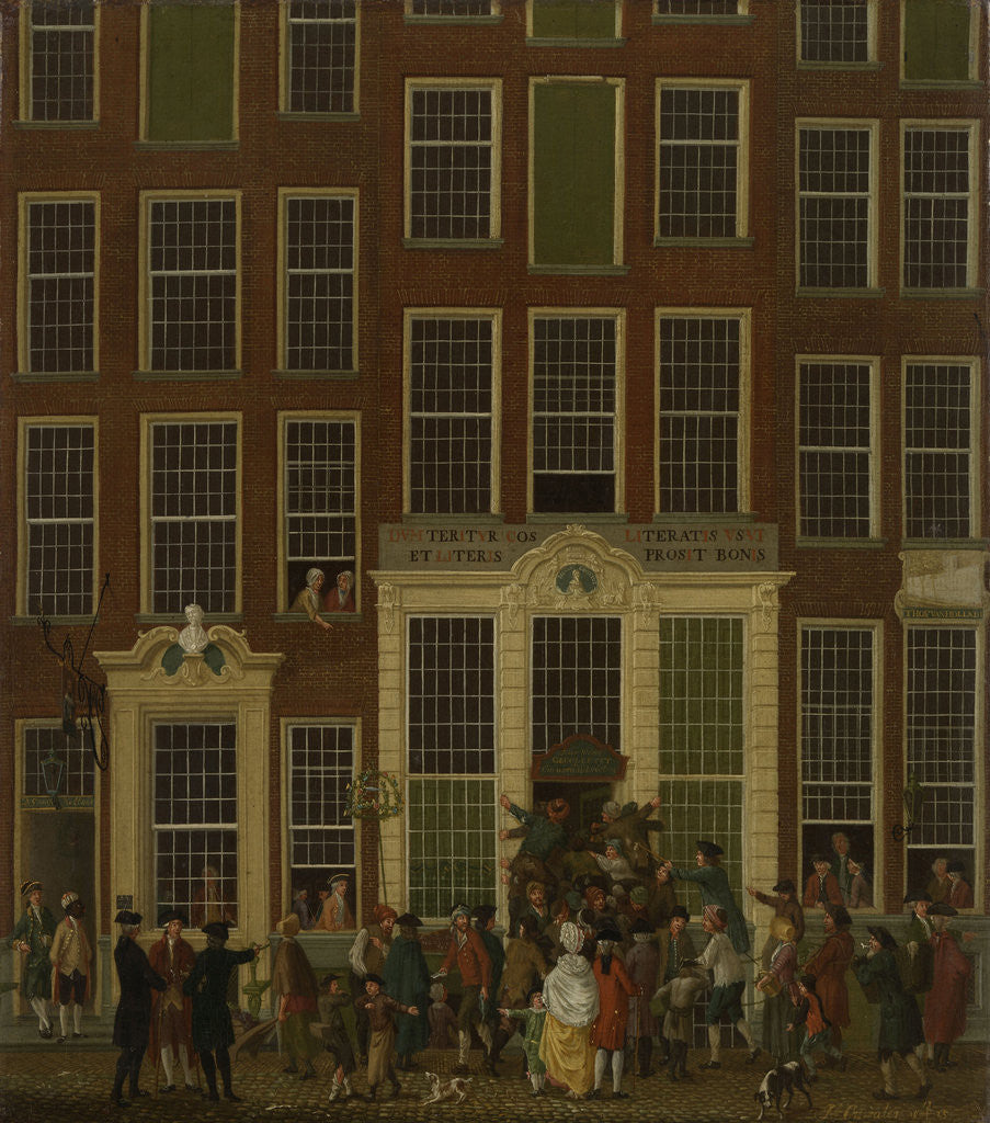 Detail of The Bookshop and Lottery Agency of Jan de Groot in the Kalverstraat in Amsterdam, The Netherlands by Isaac Ouwater