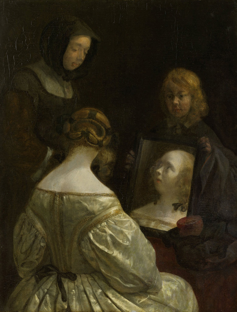 Detail of Woman at a Mirror by Gerard ter Borch II