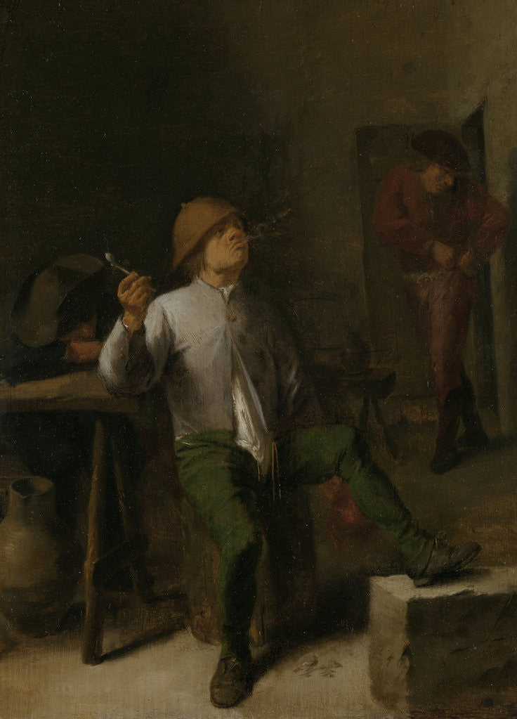 Detail of The Smoker by Adriaen Brouwer