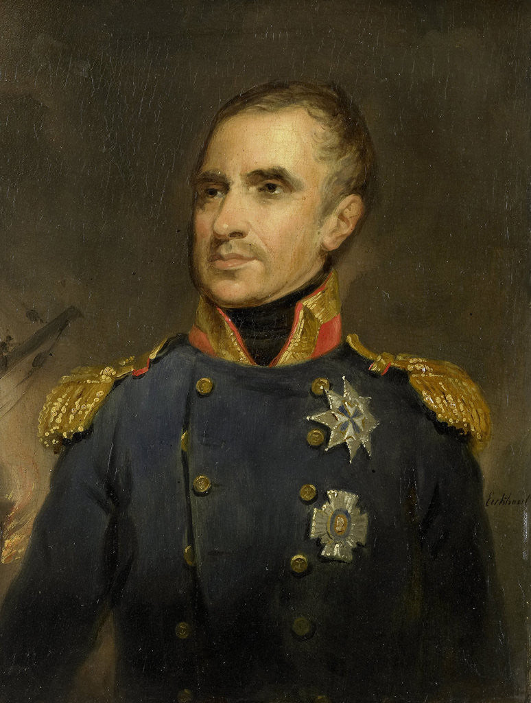 Detail of Portrait of Jonkheer Theodorus Frederik van Capellen, Vice-Admiral and Commander of the Dutch Squadron at Algiers in 1816 by Jacob Joseph Eeckhout