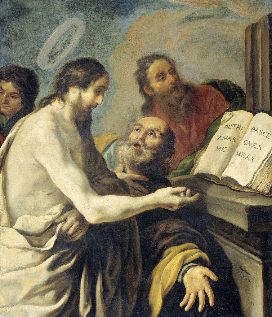 Detail of Christ Instructs Peter to Feed My Sheep by Claude Vignon