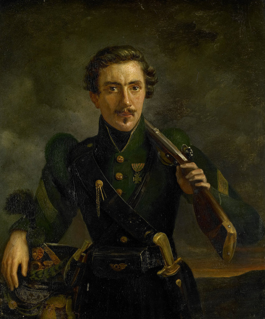 Detail of Self Portrait in the Uniform of the Jagers by Willem Jodocus Mattheus Engelberts