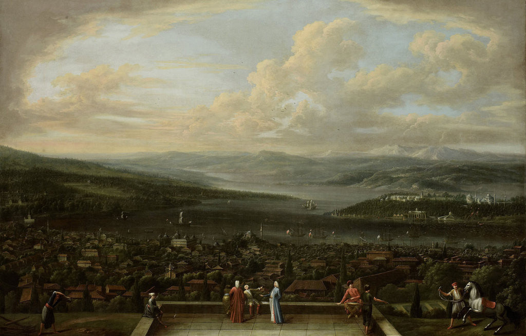 Detail of View of Istanbul from the Dutch Embassy at Pera Turkey by Jean Baptiste Vanmour