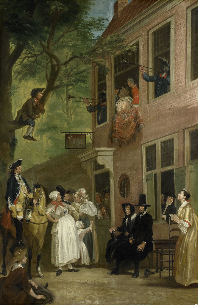 Detail of Misled, The Ambassador of the Rascals Exposes himself from the Window of 't Bokki Tavern in the Haarlemmerhout by Cornelis Troost
