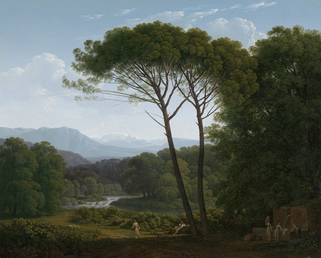 Detail of Italianate Landscape with Pines by Hendrik Voogd