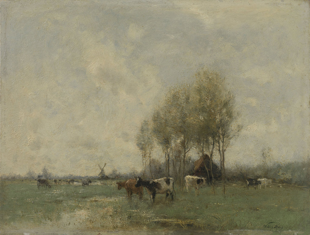 Detail of Meadow with cows by Willem Maris
