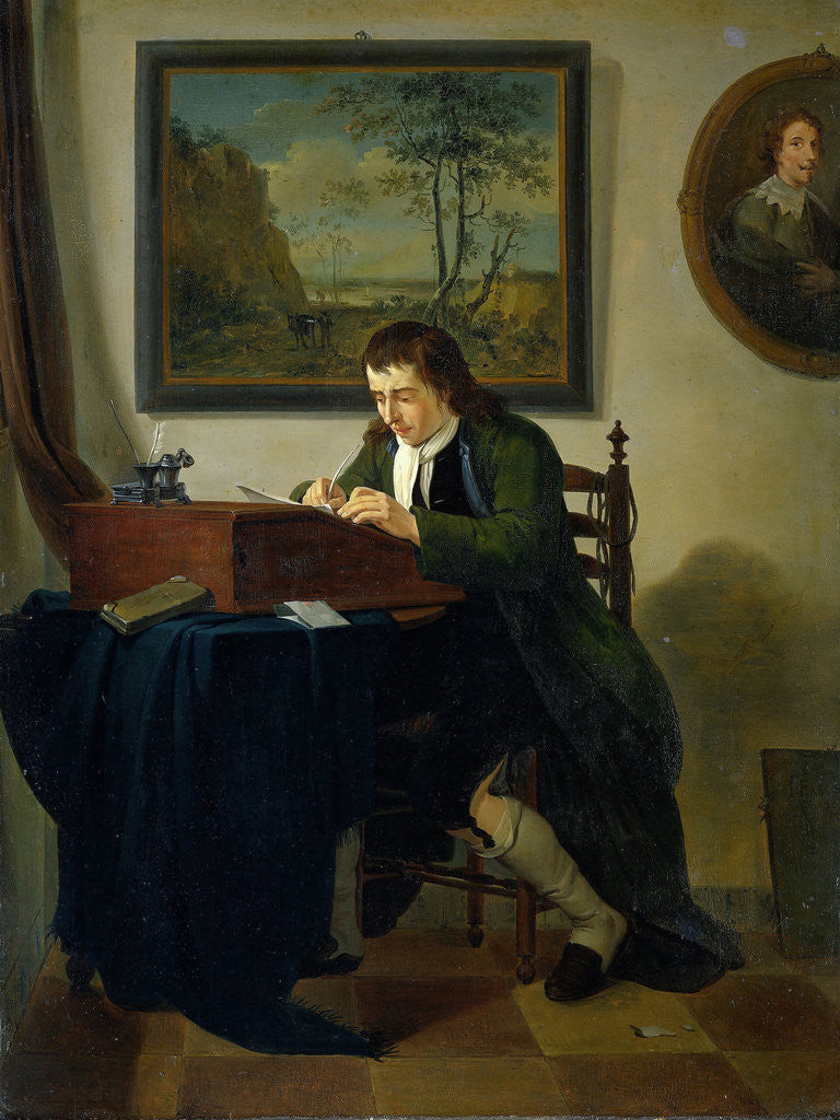 Detail of A Man Writing at his Desk by Jan Ekels II