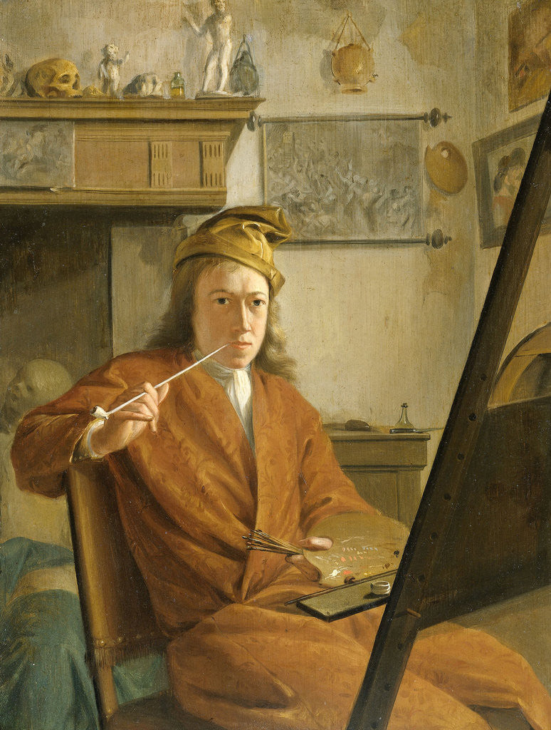 Detail of Portrait of a Painter, perhaps the Artist Himself by Aert Schouman