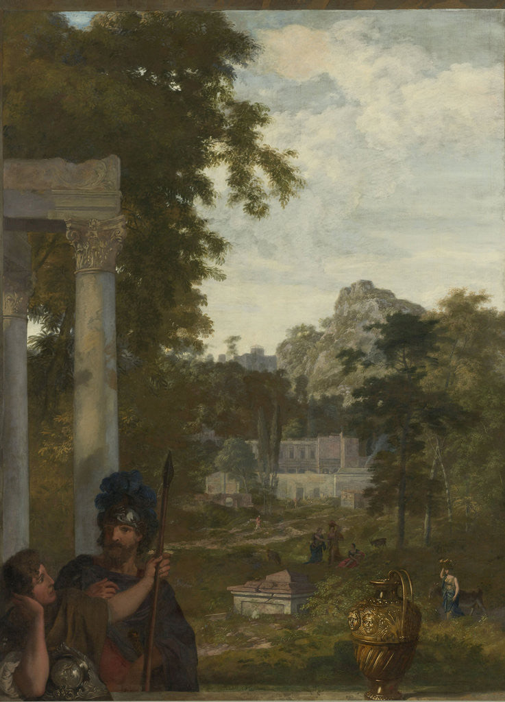 Detail of Italian Landscape with two Roman Soldiers, Gerard de Lairesse by Johannes Glauber
