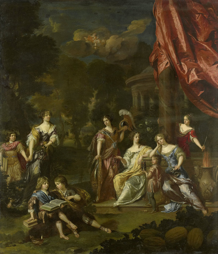 Detail of Allegorizing Group Portrait of the Children of Diederic Pietersz van Leyden van Leeuwen, Burgomaster of Leiden, and Alida Paets by Daniël Mijtens II