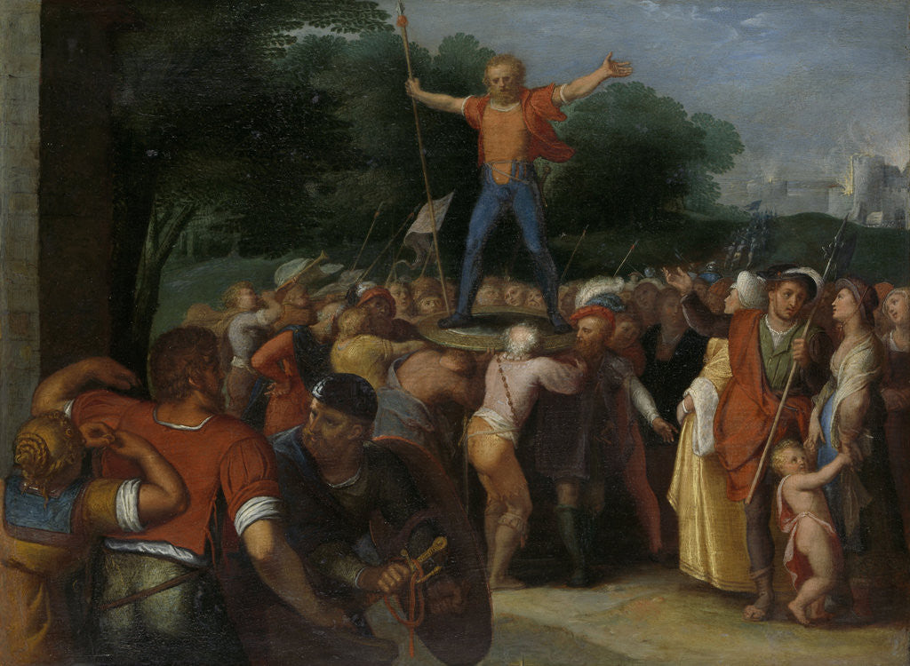 Detail of Brinio Is Appointed Chief of the Caninifates, Brinio Raised on the Shield by Otto van Veen