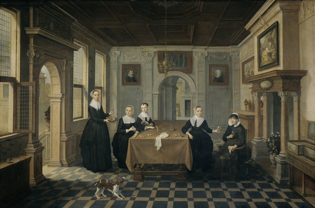 Detail of Interior with Five Women by Dirck van Delen