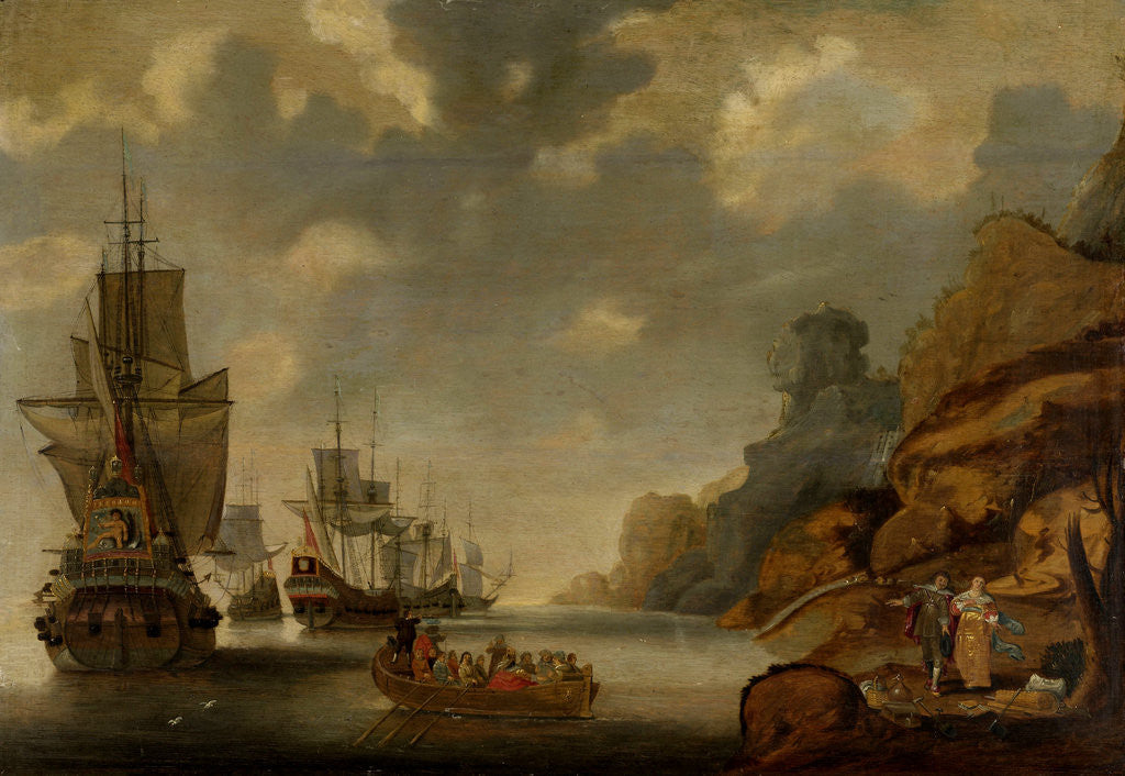 Detail of A French Squadron near a Rocky Coast by Jacob Adriaensz. Bellevois