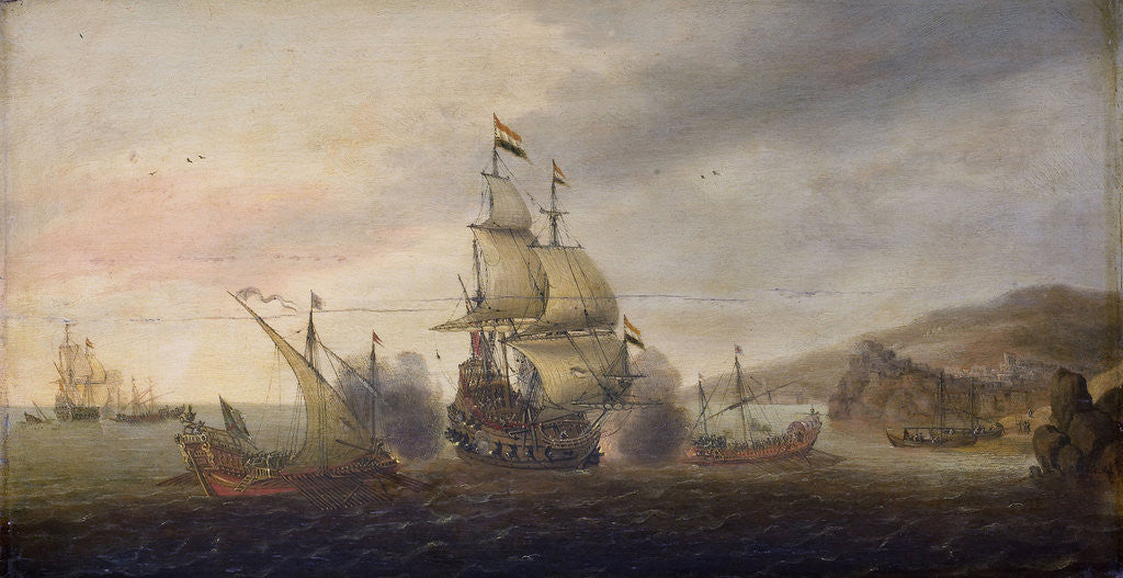 Detail of Naval Battle between Dutch Warships and Spanish Galleons by Cornelis Bol