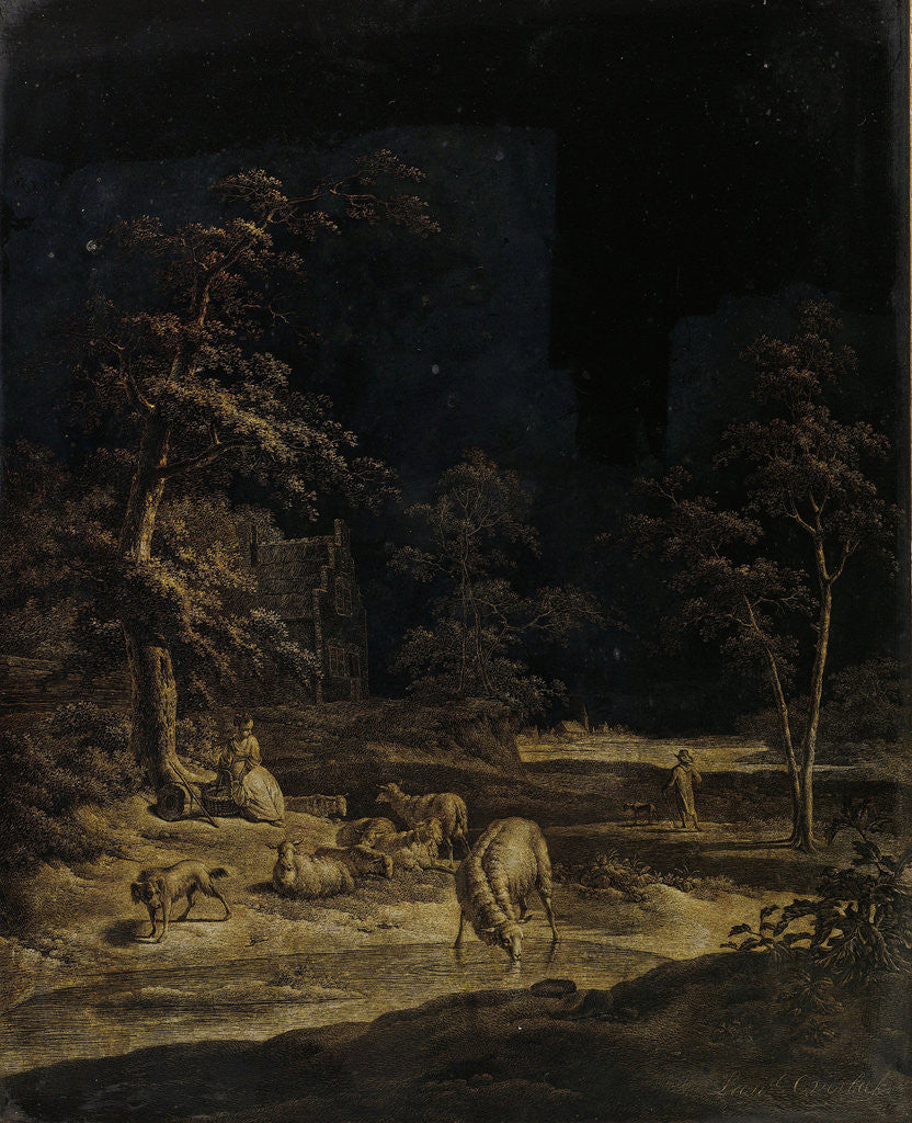 Detail of Shepherdess with Sheep by Leendert Overbeek