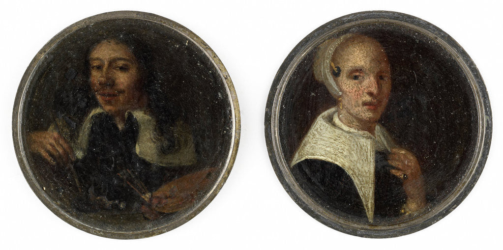 Detail of Self Portrait of Johann Philip Lembke and a portrait of his wife by Johann Philipp Lemke