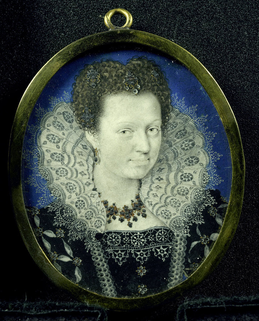 Detail of Portrait of a woman by Isaac Oliver