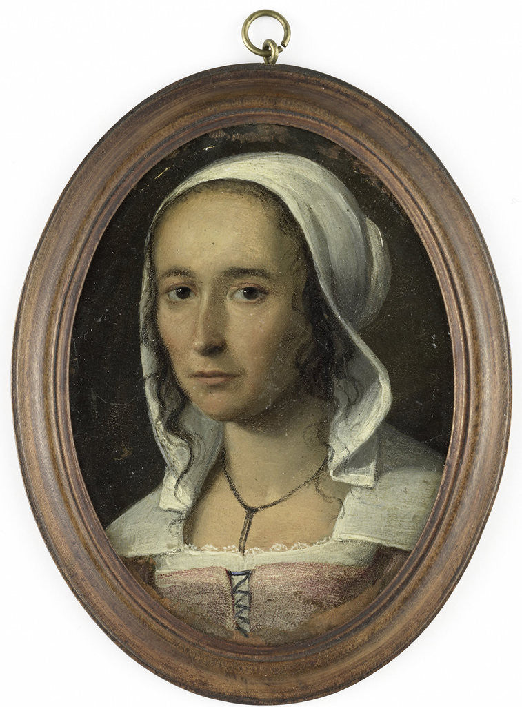 Detail of Portrait of a woman, Self Portrait of Anna Maria van Schurman, 1607-78 by Anonymous