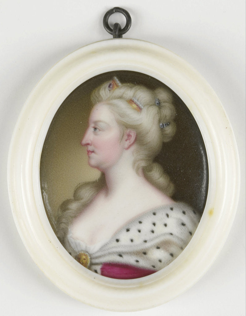 Detail of Caroline Wilhelmina of Brandenburg-Anspach, 1683-1737, wife of George II, king of England by Christian Friedrich Zincke