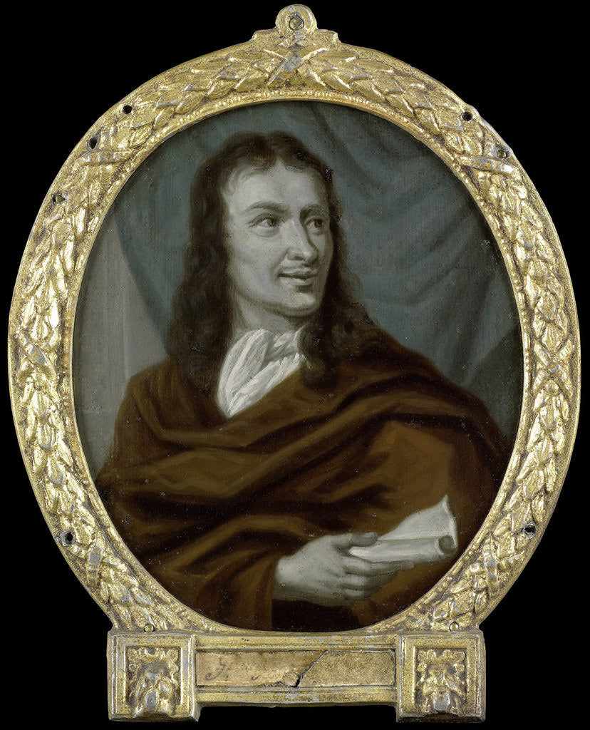 Detail of Portrait of Pieter Verhoek, Poet and Marble Painter in Amsterdam by Arnoud van Halen