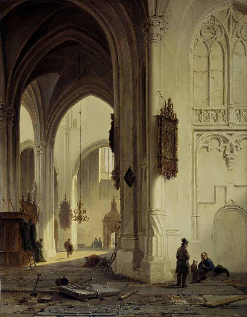 Detail of Church Interior by Bartholomeus Johannes van Hove