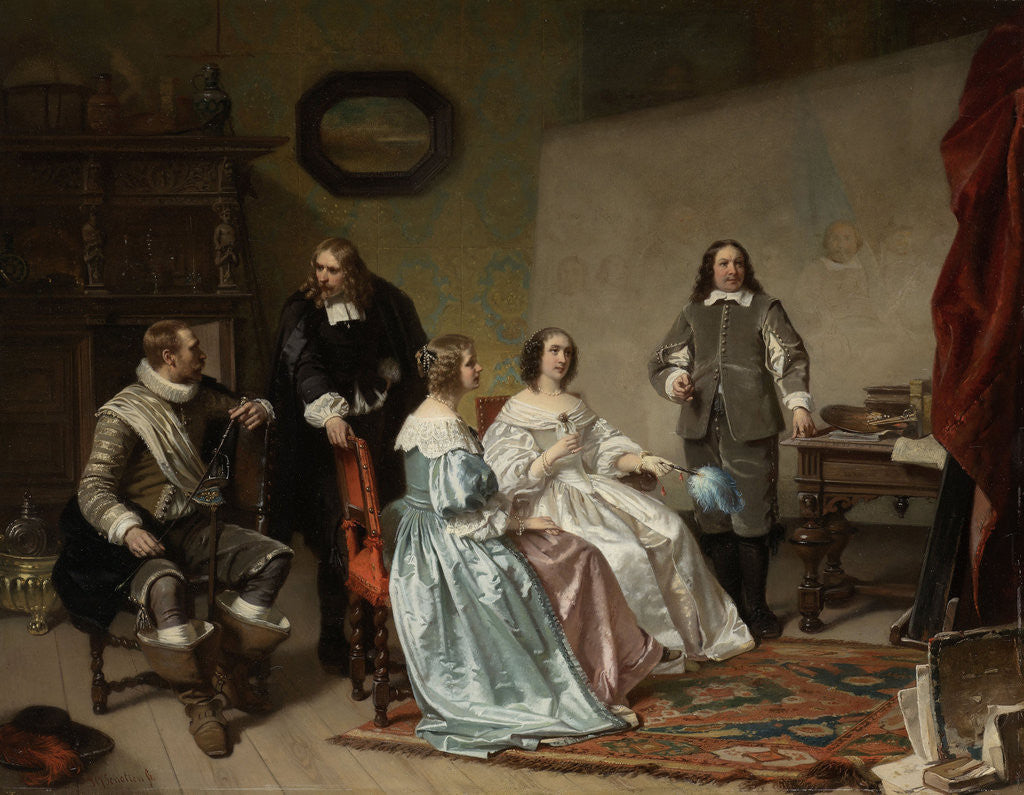 Detail of The Princess of Orange Visiting the Work-shop of Bartholomeus van der Helst by Hendrik Jacobus Scholten