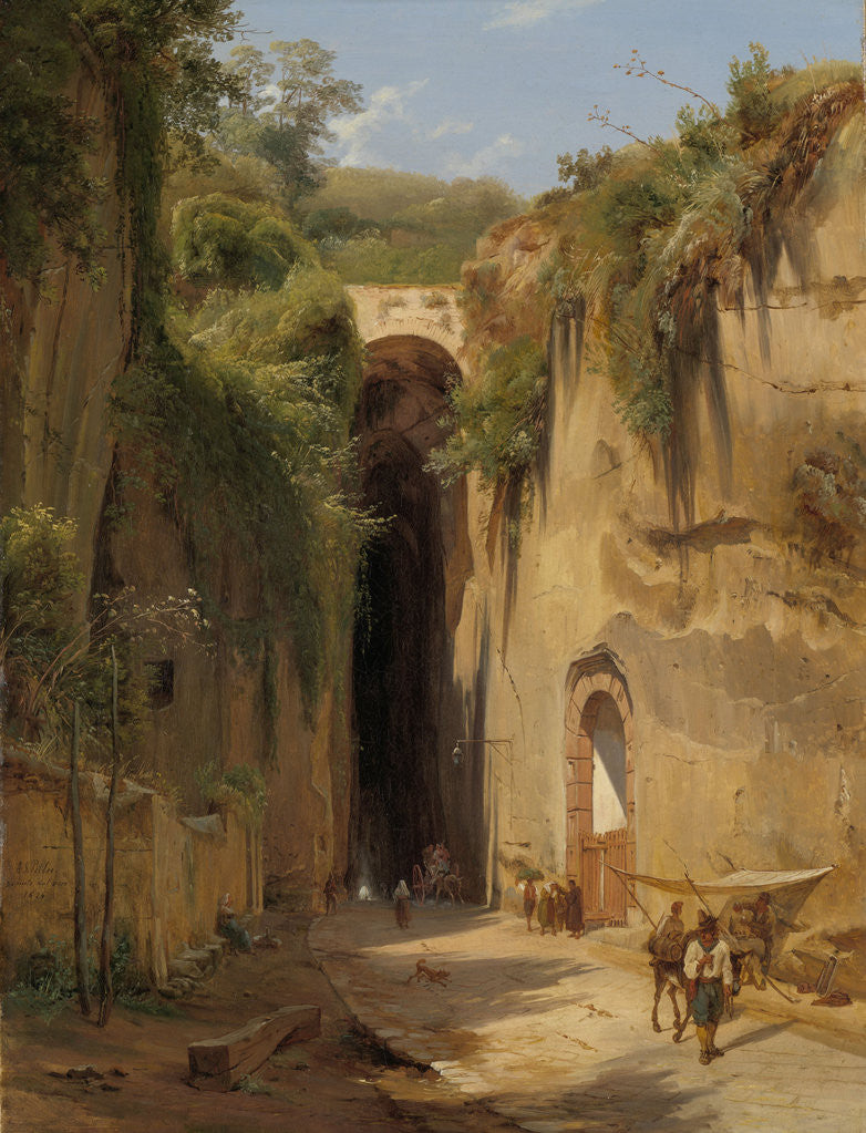 Detail of The Grotto of Posillipo at Naples Italy by Antonie Sminck Pitloo