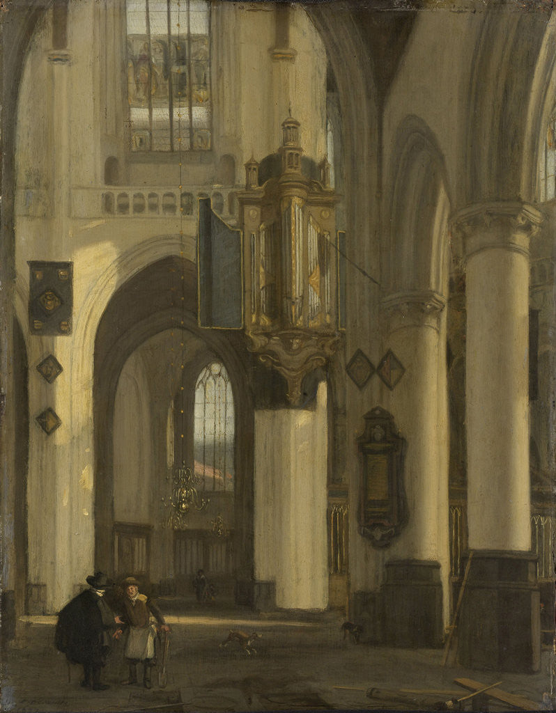 Detail of Interior of a Protestant Gothic Church with Motifs from the Old and New Church in Amsterdam by Emanuel de Witte