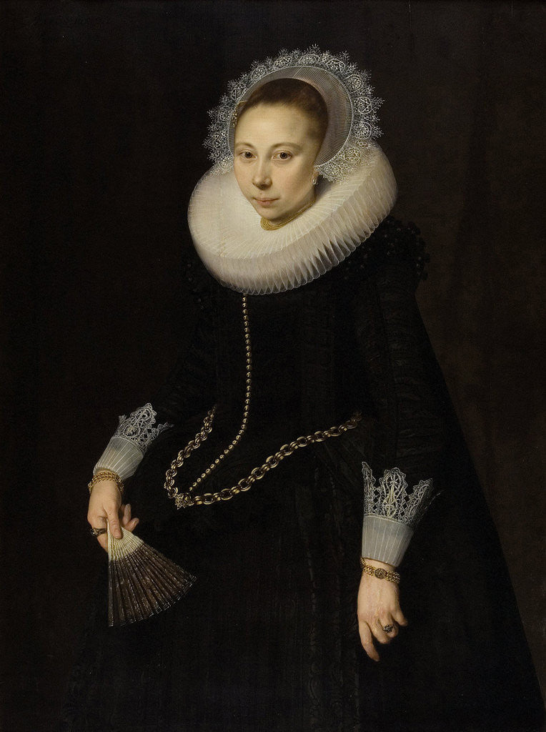 Detail of Portrait of Maria Overrijn van Schoterbosch, Wife of Dirck Corver by Cornelis van der Voort