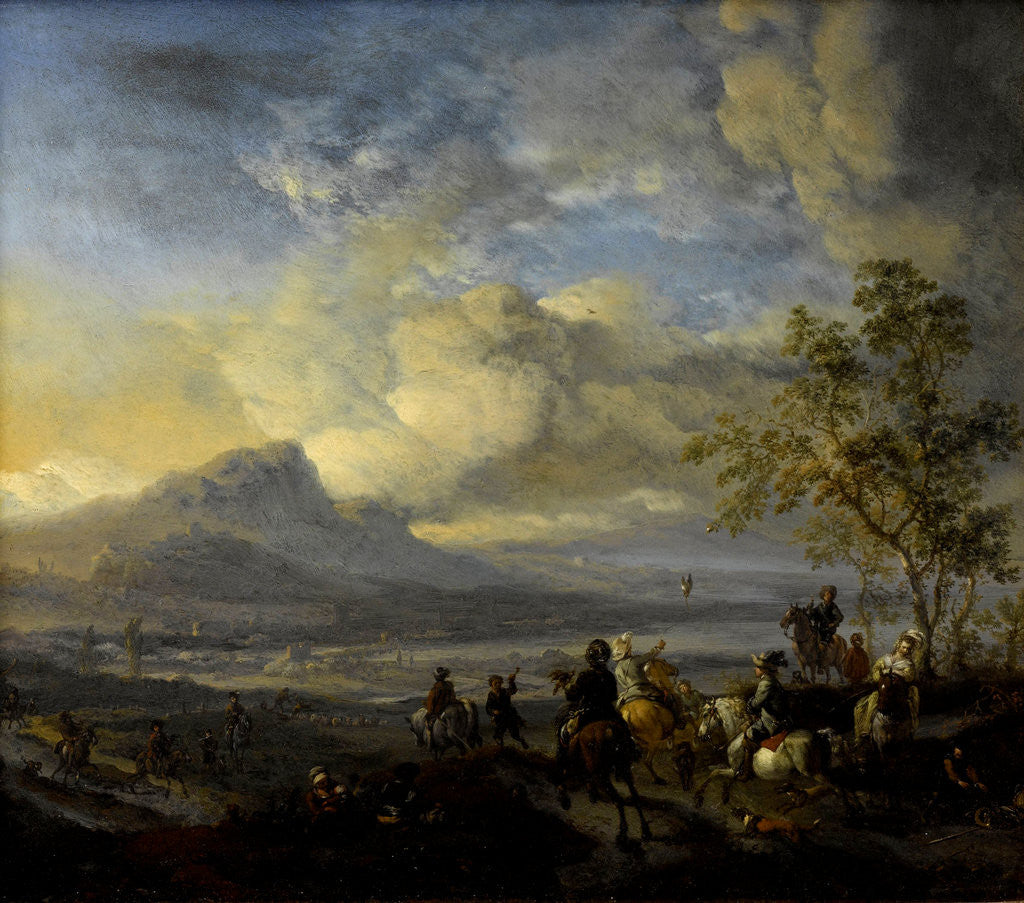 Detail of Heron Hunt by Philips Wouwerman