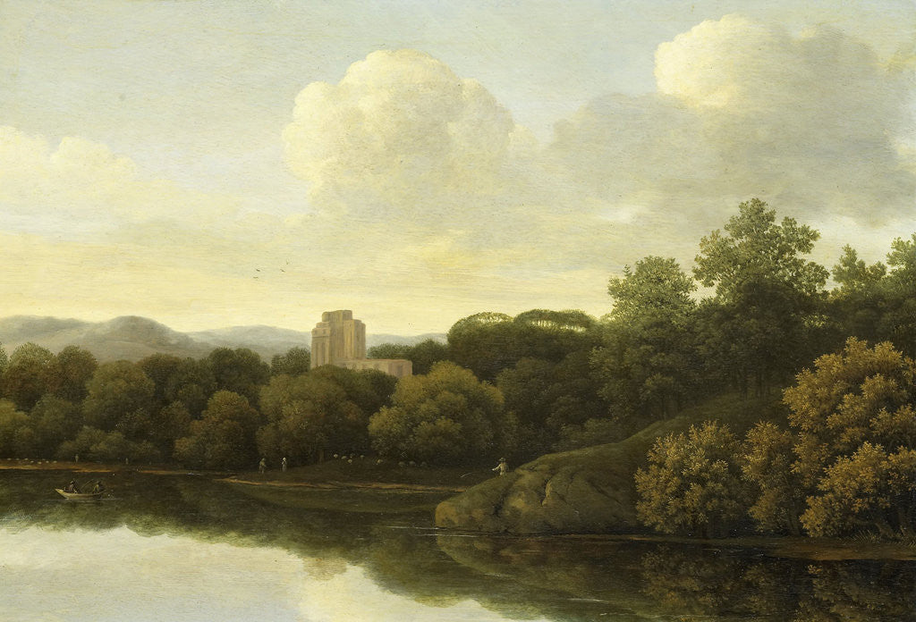 Detail of Wooded Landscape with River by Johan de Lagoor