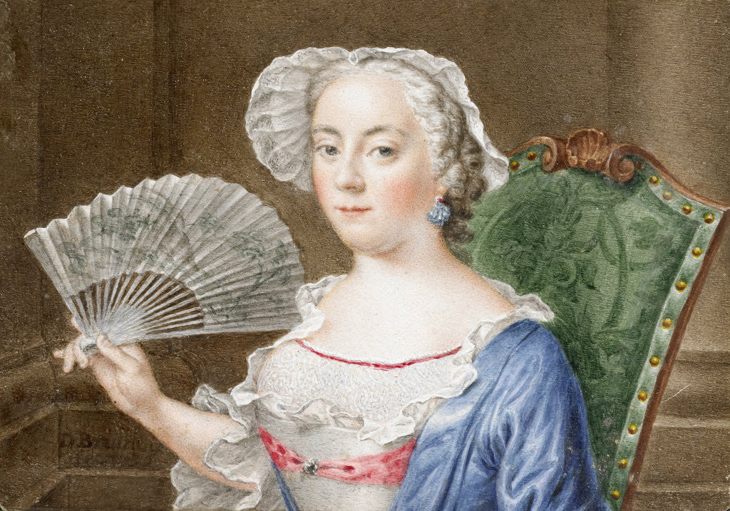 Detail of Portrait of a Lady with a Fan by Daniël Bruyninx