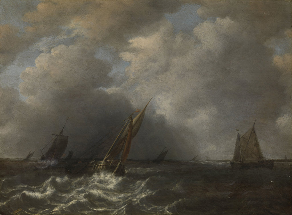 Detail of Storm on the Meuse River by Hendrick Martensz. Sorgh