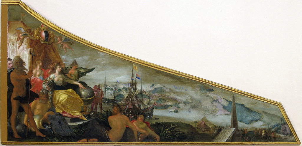 Detail of Harpsichord Lid showing an Allegory of Amsterdam as the Center of World Trade by Firma Ruckers
